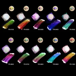 Chrome Multichrome Chameleon Transparent Aurora Color-Shift Powder Watercolor Paint for Makeup and Nail Art