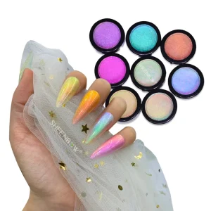 Chrome Nail Fairy Powder Iridescent Candy Aurora Mirror Pigment Holographic Nail Art Dust Rainbow Powder