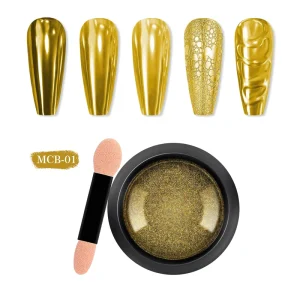 Chrome Nail Powder Metallic Mirror Effect Iridescent Chrome for Gel Polish Holographic Nail Art Decoration Glitter Pigment Dust