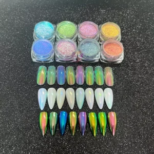 Chrome Rainbow Mermaid Resin Watercolor Candy Moonlight Aurora Nail Pigment Powder