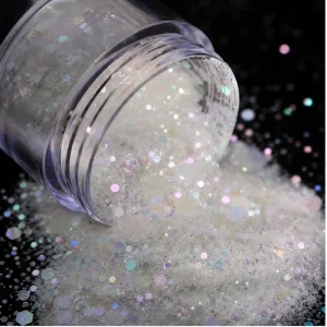 Color Shifting Opal White Iridescent Chunky Glitter Mixed Flakes For Epoxy Resin Tumblers Slime Nail Art Crafts Supplies