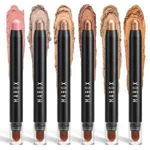 Colorful Cosmetic Long Lasting Double Headed Cream Shadow With Brush Shimmer Waterproof Pigmented Eyeshadow Stick