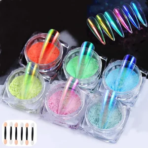 Colors Mermaid Chrome Nail Powder Mirror Effect Holographic Iridescent Pearlescent Manicure Pigment Nail Glitter