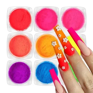 Cosmetic Fluorescent Neon Pigment Glitter Powder for Nail Art Press on Nails