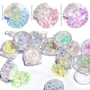 Cosmetic Luxury TM Grade Rainbow Holographic Transparent Chameleon Pigment Shift Flake Nail Art Changing Powder