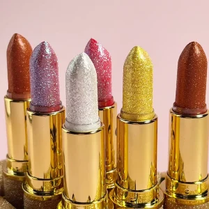Cosmetics Makeup Sheer Flashy Shimmer Diamonds Pigment Lipsticks Metallic Glitter Mat Lipstick Private Label No Logo Luxury MSDS