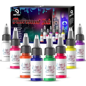 Cross border Bestseller DQFART Tattoo Fluorescent Ink UV Glow Pigment 15ml 05oz 8 Color Ink Set Zhejiang Origin