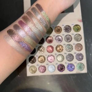 Cruelty-Free Vegan Metallic Sparkle Duochrome Pressed Eyeshadow Palette