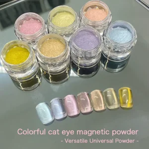 Crystal Glass Bead Cat Eye Magnetic Nail Powder Mirror Chrome Crystal Pigment Chameleon for Nail Art Gel Polish
