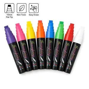 Custom 12-Color Wet-Dry Erase Liquid Chalk Marker Pen Set, Non-Toxic, for Glass, Windows, Whiteboards and LED Boards