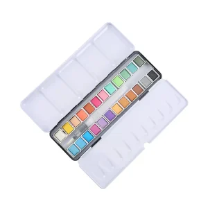 Custom Artists Quality 12 24 36 Metallic Solid Water Color Paint Set Portable Pearlescent Watercolor in Tin Box