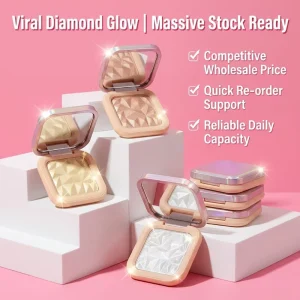 Custom Cosmetic Private Label Waterproof Long Lasting Highlighter Makeup Powder Palette Face High Pigment