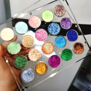Custom Cosmetics Makeup High Pigment Acrylic Transparent Duochrome Multichrome Metallic Matte Shimmer Eyeshadow Palette
