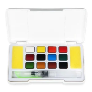 Custom Logo 12 Colors Non Toxic Palette Watercolor Travel Set Painting Brush Fine Detail Watercolor Paint Set Professional