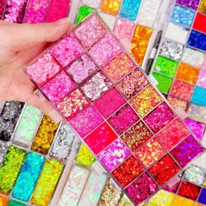 Custom Logo Glitter Face Body Shimmer Makeup Chunky Eyeshadow Long Lasting Vegan Private Label Eye Shadow