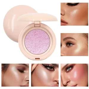 Custom Logo Glitter Pink Pressed Powder Bronzer Highlighter Makeup Private Label Palette