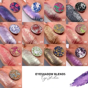 Custom Logo Shimmer Duochrome Ombre Pressed Glitter Eyeshadow Private Label