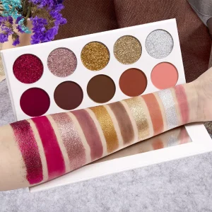 Custom Logo Vegan High Pigment Eye Shadow Pallet No Logo 10 Colors Shimmer Shine Matte Metallic Eyeshadow Palette with Brush