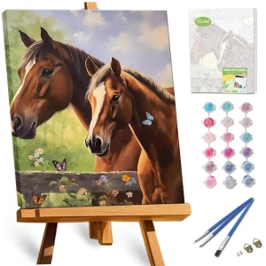 Custom Photo Framed Horse Paint by Numbers Kit with Canvas and Paint Brushes for Beginners