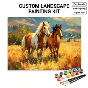 Custom Photo Horse Paint by Numbers Kit with Canvas and Paint Brushes for Beginners