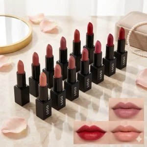 Custom Private Label High Pigment Long Lasting Moisturizing Hydrating Lip Makeup Cruelty Free Creamy Matte Lipstick