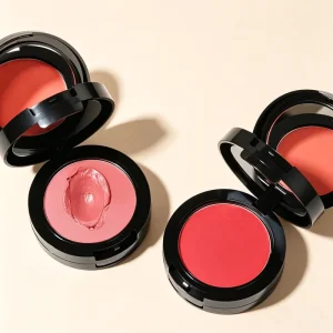 Custom Private Label Two-Layer Waterproof Blush Highlighter Palette Soft Creamy Texture Natural Radiant Glow Makeup