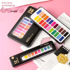 Customized 12 24 36Color DIY Art Semi dry Solid Watercolor Set Drawing Colouring Pigment Watercolor Paint Art Painting