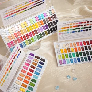 Customized 36 48 72Color Solid Pigment Set Pearl Watercolor Beginner’s Basic Set of Tools for Watercolor Powder Pencils