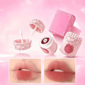 Cute Cake Shape Lip Mud Moisturizing Cream No Logo Private Label Matte Velvet Lip Cheek Tint Long Lasting Lip Glaze