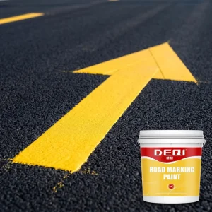 DEQI Yellow Fluorocarbon Road Marking Paint Highly Durable & Wear Resistant Used on Asphalt Tar Roads Via Brush Application