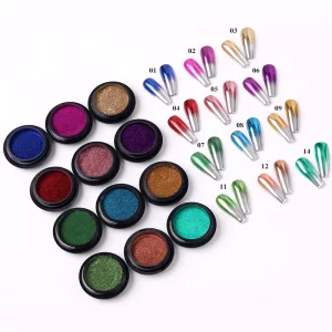 DIY 15-Color Nail Art Mirror Pigment Powder Glitter Dip Powder Rose Gold Chrome Powder