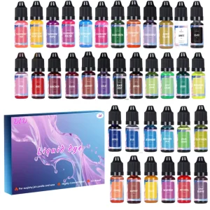 DLD Liquid Dye Set for Candle Making for Suqishy Jel for Jelly Wax 36 Vibrant Colors 10ml Bottle Long Lasting