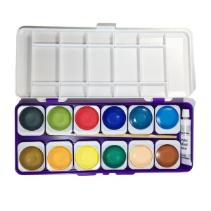 DRY SOLID 12 18 24 36 48 COLORS SET WATER COLOUR PIGMENT SOLID WATER COLOR PAINT SET WITH WATER BRUSH PEN