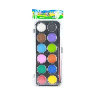 DRY SOLID 12 18 24 36 48 COLORS SET WATER COLOUR PIGMENT SOLID WATER COLOR PAINT SET WITH WATER BRUSH PEN