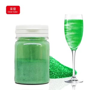 Dark Green for Food Coloring Glitter Powder 15g Bottle Halal Certified for DIY Cocktails Champagne Beverages Wine