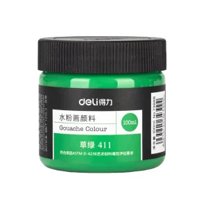 Deli 73888 Grass Green Gouache Pigment 100ml Transparent Bottled Painting Pigment for Art Students 96botttle Per Carton Set high quality