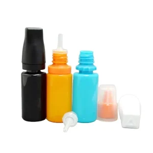 Ecannal 10 ml Squeezable Plastic Eye Dropper Liquid Bottle with a Child resistant square Cap ISO8317