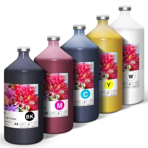 Eco Friendly Water Based Textile Pigment Ink 500ml 1000ml CMYKW 5 Colors for DTG Printer Cotton Polyester T Shirt Printing