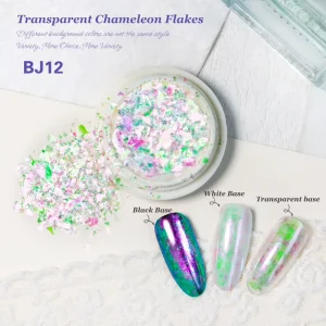 Eco friendly PET Chameleon Flakes Bojun BJ012 Aurora Iridescent Mixed Chunky Glitter for Nail Art Resin DIY TPO Free MSDS Bulk