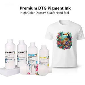 Enlite Eco Friendly CMYK W DTG Printing Ink Non Toxic Textile Pigment Ink for Cotton Tshirt Canvas Blended Fabrics