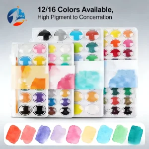 Environmental Solid Watercolor Pigment Set Zhejiang Origin 12 16 Colors With Brush Portable Student Outdoor Sketch Art Supplies