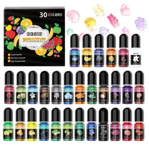 Epoxy UV Resin Pigment 30 Color 0.35oz Liquid Dye for Art DIY Jewelry Making Concentrated Colorant for Coloring Tumbler Paints