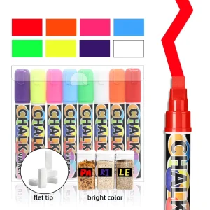 Erasable Liquid Chalk Pens with 10mm and 8mm Wide Nibs, 3-in-1 Set