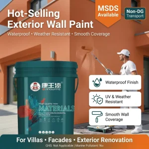 Exterior Acrylic Latex Paint, Weather-Resistant Waterproof Anti-UV Wall Coating for Buildings