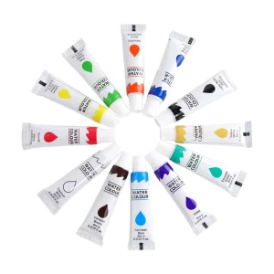 Factory 12 Color 6ml Smooth Watercolor Pigment Set in Aluminum Plastic Tubes and Acrylic Boxes for Portable Use