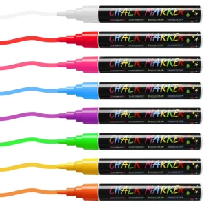 Factory 12-Color Chalkboard Marker, 6mm Double Tip Art Graffiti Glass Marker, Erasable Liquid Chalk Pen