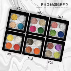 Factory 4-Color Solid Nail Pigment Glitter Chrome Mirror Powder
