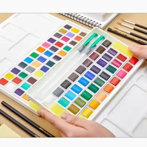 Factory Custom 18 24 36 48 Artist Watercolor Paints Pigment Cake Half Pans Foldable Plastic Box Solid Water