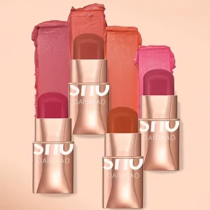 Factory Custom Logo Face Makeup High Pigment 6 Colors Waterproof Long Lasting Cheek Lip 2 in 1 Matte Tint Lipstick Blush Stick