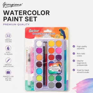 Factory Direct 32-Set Solid Watercolor Paint, 3mL Pigment for Canvas